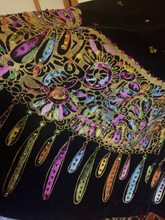 Load image into Gallery viewer, Vintage 1950s 50's Full Skirt Velvet Hand Painted Two Piece Set Sequined Fit and Flare Novelty Print Fancy Medium Large Mexican Skirt