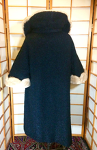 Load image into Gallery viewer, 60 Mod Mink Scallop Swing Coat ---Boucle Nubby Wool Free Size