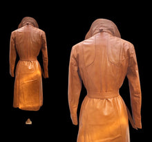 Load image into Gallery viewer, Vintage Leather Cape Coat Butterscotch Trench Spy