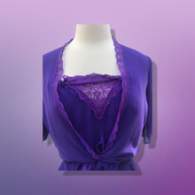 Load image into Gallery viewer, 70’s Purple Dress 3 Piece Belt Bolero I Magnin Chiffon Disco Studio 54