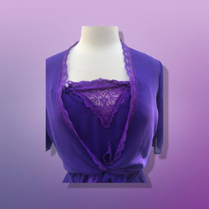 70’s Purple Dress 3 Piece Belt Bolero I Magnin Chiffon Disco Studio 54