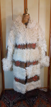 Load image into Gallery viewer, Tamara Vintage Women's Curly Lamb Shaggy Mongolian Coat Embroidered Suede White Brown Red Flowers Afghan Ethnic Hippy Boho Hipster Princess