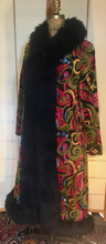 Load image into Gallery viewer, 60s Tapestry Carpet Coat Needlepoint Embroidered Shearling Russian Princess Coat M/L Festive Winter