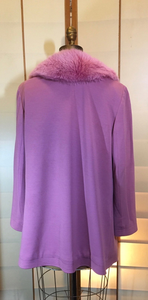 Vintage Coat-- Pink Fox Fur Wool Jacket Coat Saks Fifth Ave Neiman Marcus Spring Light Free Size S/M/L