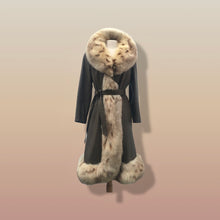 Load image into Gallery viewer, 70’s Leather Spotted Fox Fur Wrap Boho Princess Coat