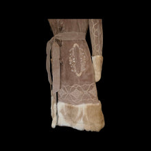 Load image into Gallery viewer, Suede Hooded Embroidered Ombré Fur Trim Penny Lane Coat