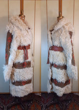 Load image into Gallery viewer, Tamara Vintage Women's Curly Lamb Shaggy Mongolian Coat Embroidered Suede White Brown Red Flowers Afghan Ethnic Hippy Boho Hipster Princess