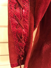 Load image into Gallery viewer, Italian Leather 70’s Red Suede and Snakeskin Coat