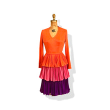 Load image into Gallery viewer, 70’s Three Tier Rainbow Pleated Dress Couture Made in Italy