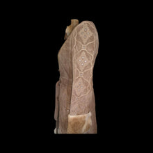 Load image into Gallery viewer, Suede Hooded Embroidered Ombré Fur Trim Penny Lane Coat