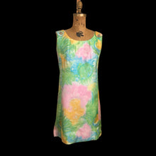 Load image into Gallery viewer, 60’s Shift Dress and Coat Set by I. Magnin Pastel Floral Pink Blue Crystal Buttons