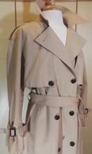 Load image into Gallery viewer, Trench Spy Coat Metal and Leather Hardware Detail, Couture M/L/XL Tan Beige &quot;Burberry Sisal Stye&quot;