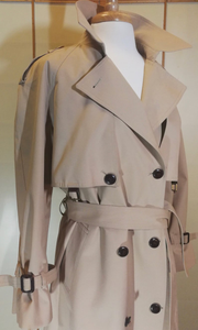 Trench Spy Coat Metal and Leather Hardware Detail, Couture M/L/XL Tan Beige "Burberry Sisal Stye"