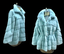 Load image into Gallery viewer, Baby Blue Frosty Mink Fur Coat Gift for Her Birthday Christmas Gift Occasion