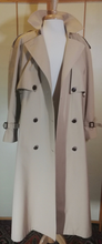 Load image into Gallery viewer, Trench Spy Coat Metal and Leather Hardware Detail, Couture M/L/XL Tan Beige &quot;Burberry Sisal Stye&quot;