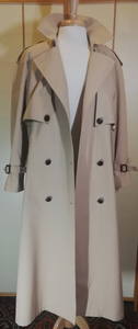 Trench Spy Coat Metal and Leather Hardware Detail, Couture M/L/XL Tan Beige "Burberry Sisal Stye"