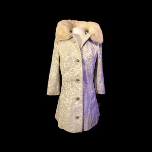 60’s LIlli Ann Tapestry Brocade Coat with Mink Collar Wedding Holiday