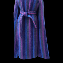 Load image into Gallery viewer, Vintage 60’s 70’s Wool Cape in Purple, Blue, Magenta Long Poncho