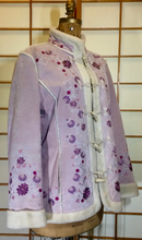 Load image into Gallery viewer, Pink Suede Embroidered Floral Hippy Penny Lane Coat 90's does 70's Coat Toggle Closures M/L Almost Famous Afghan Boho Shearling Fleece