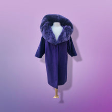 Load image into Gallery viewer, “For Mike” Vintage Purple Elegant Swing Coat with Massive Sheared Beaver Dyed Collar Glamour
