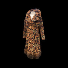 Load image into Gallery viewer, Vintage Tapestry Carpet Gold Brown Fur Trim Princess Coat