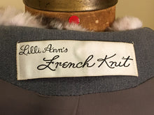 Load image into Gallery viewer, Vintage Coat Gray 60s Lilli Ann Wool with Soft Fur Trim, Classic Princess Style Fit Flare Career or Evening Out