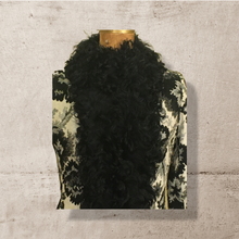 Load image into Gallery viewer, 60’s 70’s Tapestry Carpet Floral Mongolian Curly Lamb Black and White Coat Deadstock New With Tags Princess Afghan