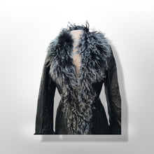 Load image into Gallery viewer, Coat Black Leather and Curly Lamb Fit and Flare Made in Italy