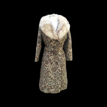 Load image into Gallery viewer, 60’s Tapestry Coat with Fox Fur Trim Carpet Brocade Wool