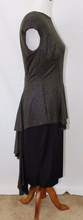 Load image into Gallery viewer, Vintage 80s Dress Does 40s Gold and Black Metallic Open Back Mermaid Peplum Dress Prom Cocktail Evening L