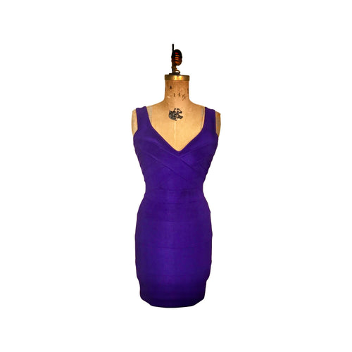 80’s 90’s Purple Bandage Tadashi Dress Fitted