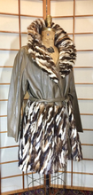 Load image into Gallery viewer, 70s Leather Fur Mink Cocoa Swirl Patchwork Vintage Coat With Fur Skirt S/M/L