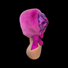 Load image into Gallery viewer, Pink Fox Fur Himalayan Hat Brocade Silk Iridescent