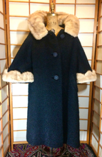 Load image into Gallery viewer, 60 Mod Mink Scallop Swing Coat ---Boucle Nubby Wool Free Size