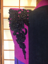 Load image into Gallery viewer, 80s Pink Purple Suede Vest Long Boho Glam Rodeo Sequined Beaded Vintage Long Full Length Vest Duster Magenta and Purple, S/M/L Free Size