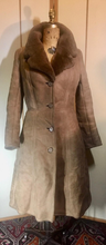 Load image into Gallery viewer, Suede Sheepskin Shearling Penny Lane Coat Princess Fit and Flare Almost Famous Small Boho Hippy Bohemian Made in England