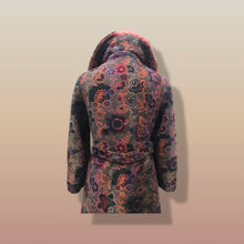 Load image into Gallery viewer, 60’s Vintage Coat Floral Tapestry Carpet Mink Collar Colorful