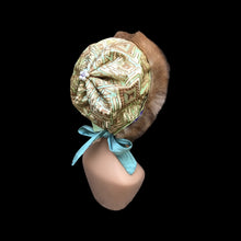 Load image into Gallery viewer, Reserved for Stef- Himalayan Hat of Sea Green Gold Embroidered Silk and Golden Sable Fur