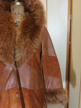 Load image into Gallery viewer, 70s Buttery Soft Kid Leather Brown Suede Chevron Shearling S/M Penny Lane Duster