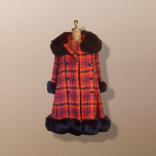 Load image into Gallery viewer, 60’s Scottish Knit Plaid Red LIlli Ann Coat with Fox Fur Trim