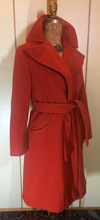 Load image into Gallery viewer, Vintage Orange Wool Coat with Brooch Fit and Flare Small X-Small Sienna Burnt Orange