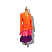 Load image into Gallery viewer, 70’s Three Tier Rainbow Pleated Dress Couture Made in Italy