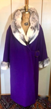 Load image into Gallery viewer, 60s Does 20s Mod Flapper Forstmann Purple Wool and Cross Mink Full Length Swing Coat Free Size S/M/L/XL