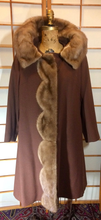 Load image into Gallery viewer, 50s Scallop Mink Swing Coat-- Hazel Mink Brown Wool Open Size 50s 60s Mod S/M/L Jackie Kennedy