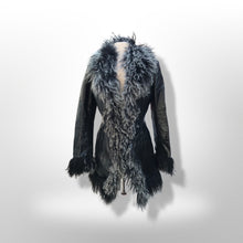 Load image into Gallery viewer, Coat Black Leather and Curly Lamb Fit and Flare Made in Italy