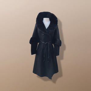 60’s does 30’s Vintage Black Pure Wool Princess and Mink Coat