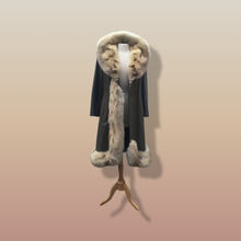 Load image into Gallery viewer, 70’s Leather Spotted Fox Fur Wrap Boho Princess Coat