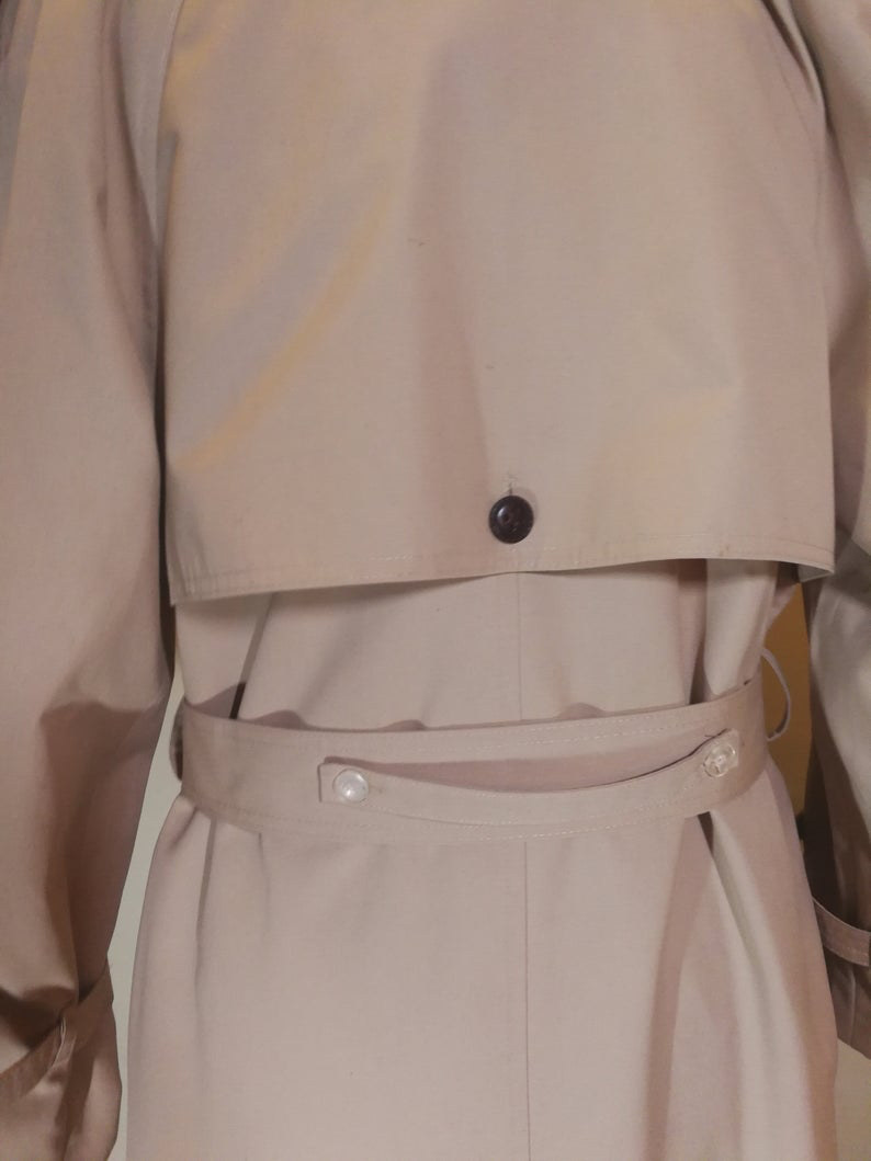 Trench Spy Coat Metal and Leather Hardware Detail Couture M L XL