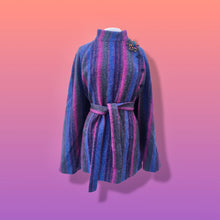 Load image into Gallery viewer, 60’s 70’s Purple Blue Pink Magenta Cape Poncho 100% Wool Made in Ireland