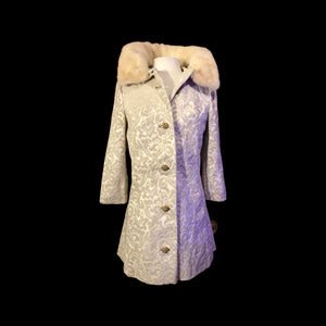 60’s LIlli Ann Tapestry Brocade Coat with Mink Collar Wedding Holiday